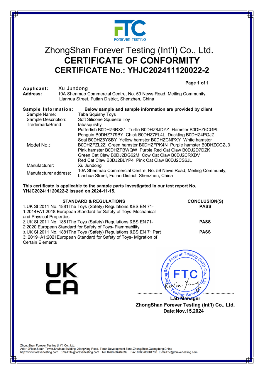 UK Conformity Certificate