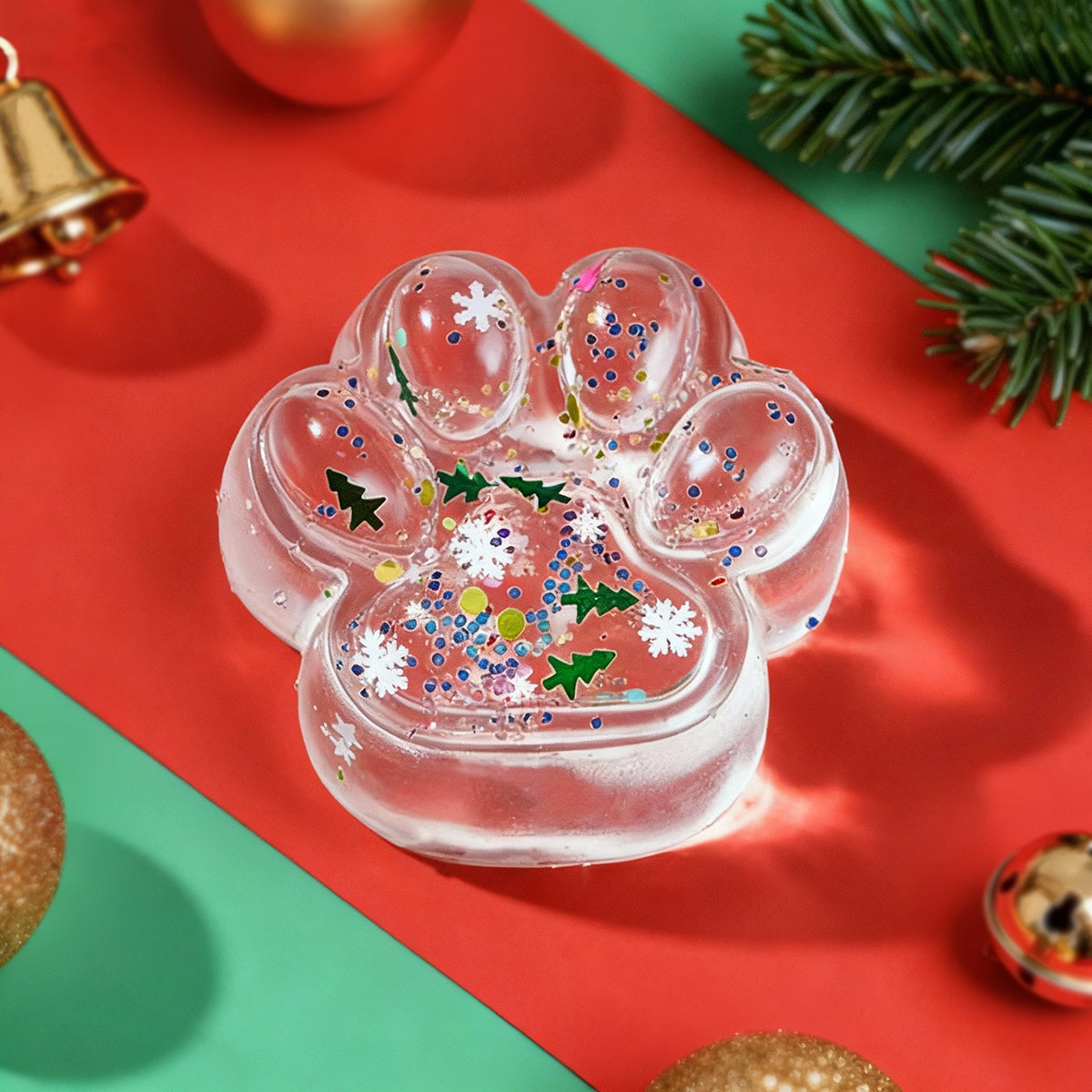 Green Sprinkle Clear Paw Taba Squish