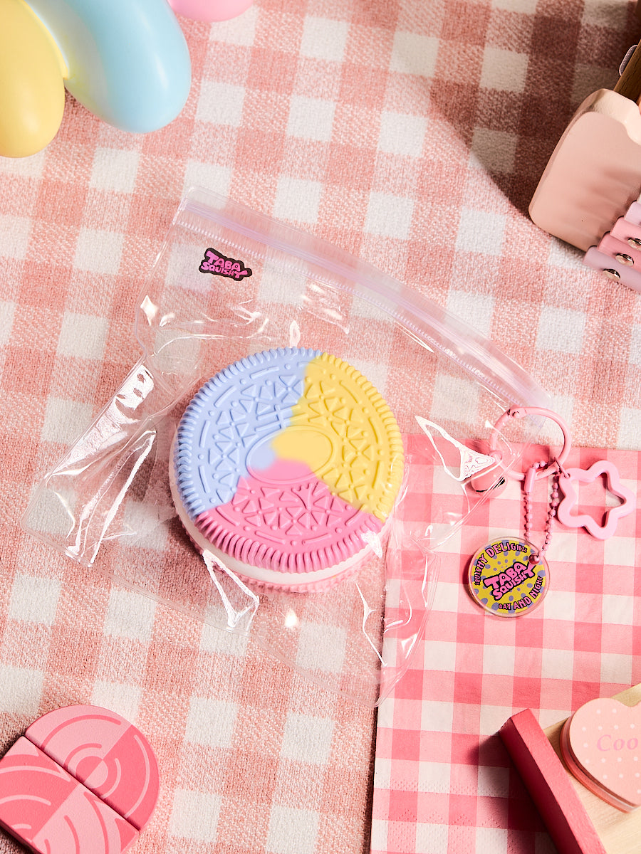 Taba Squishy Pink-blue-yellow Cookie Sandwich Squeeze Toys