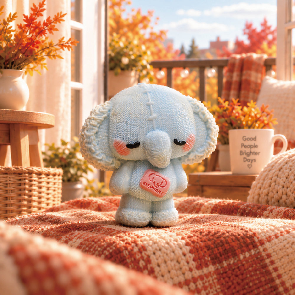 Cozy Knit Bluebell Elephant Taba Squishy