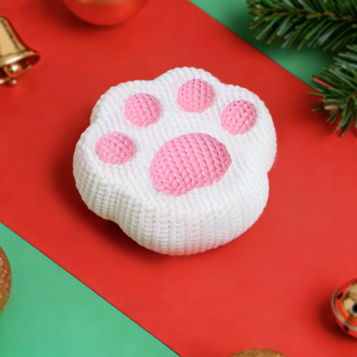 Knitted White-pink Paw Taba Squishy