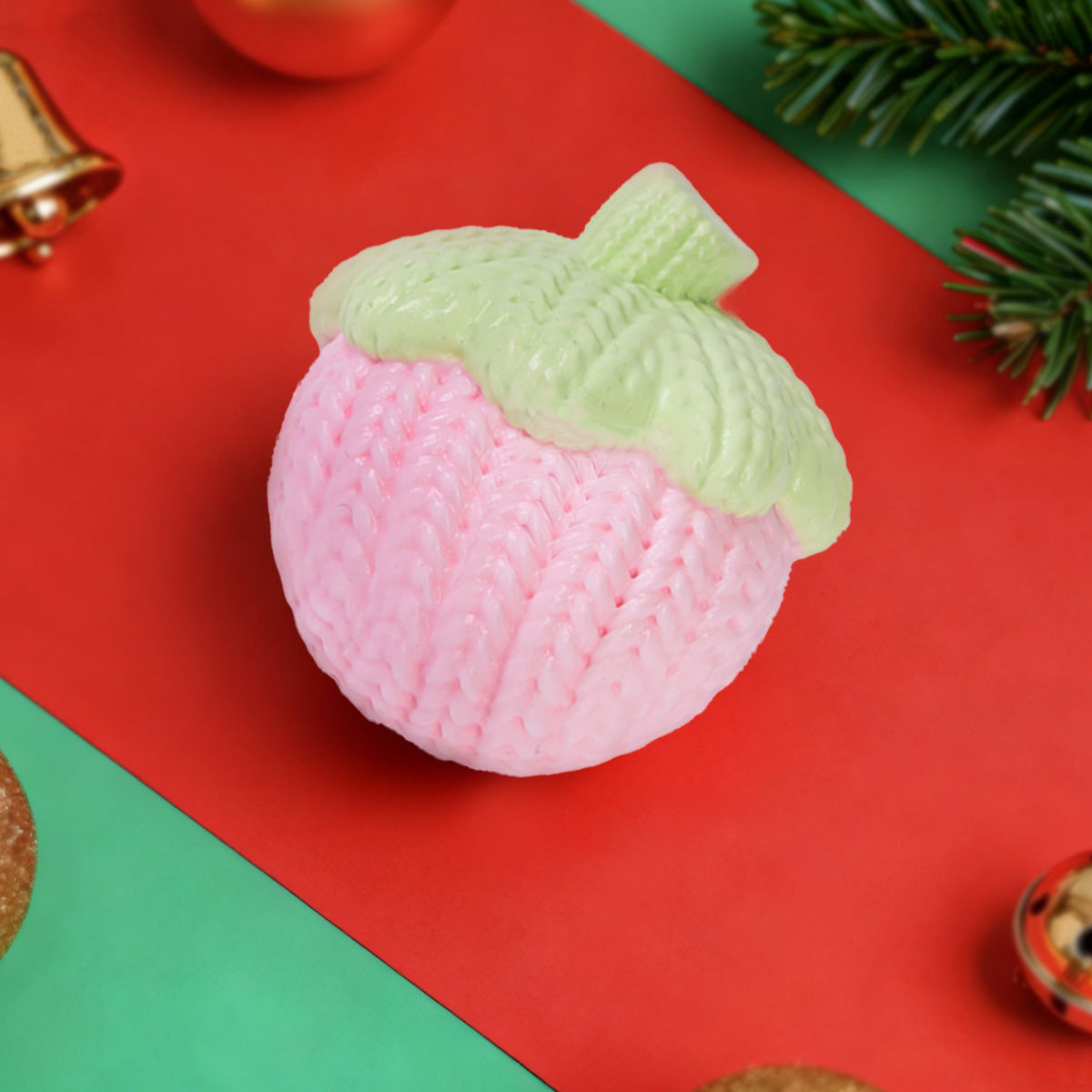 Knitted Pink Strawberry Taba Squishy