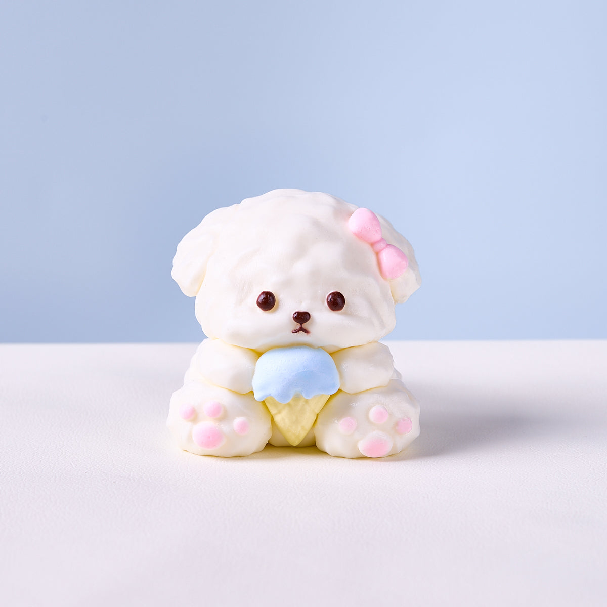 Taba Squishy White Icecream Dog Squeeze Toy