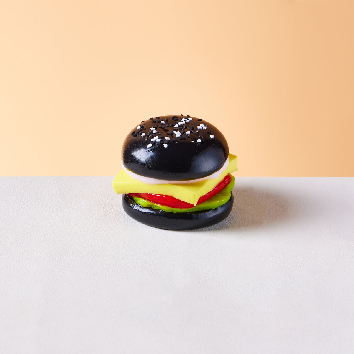 Taba Squishy Black Hamburger Squeeze Toy