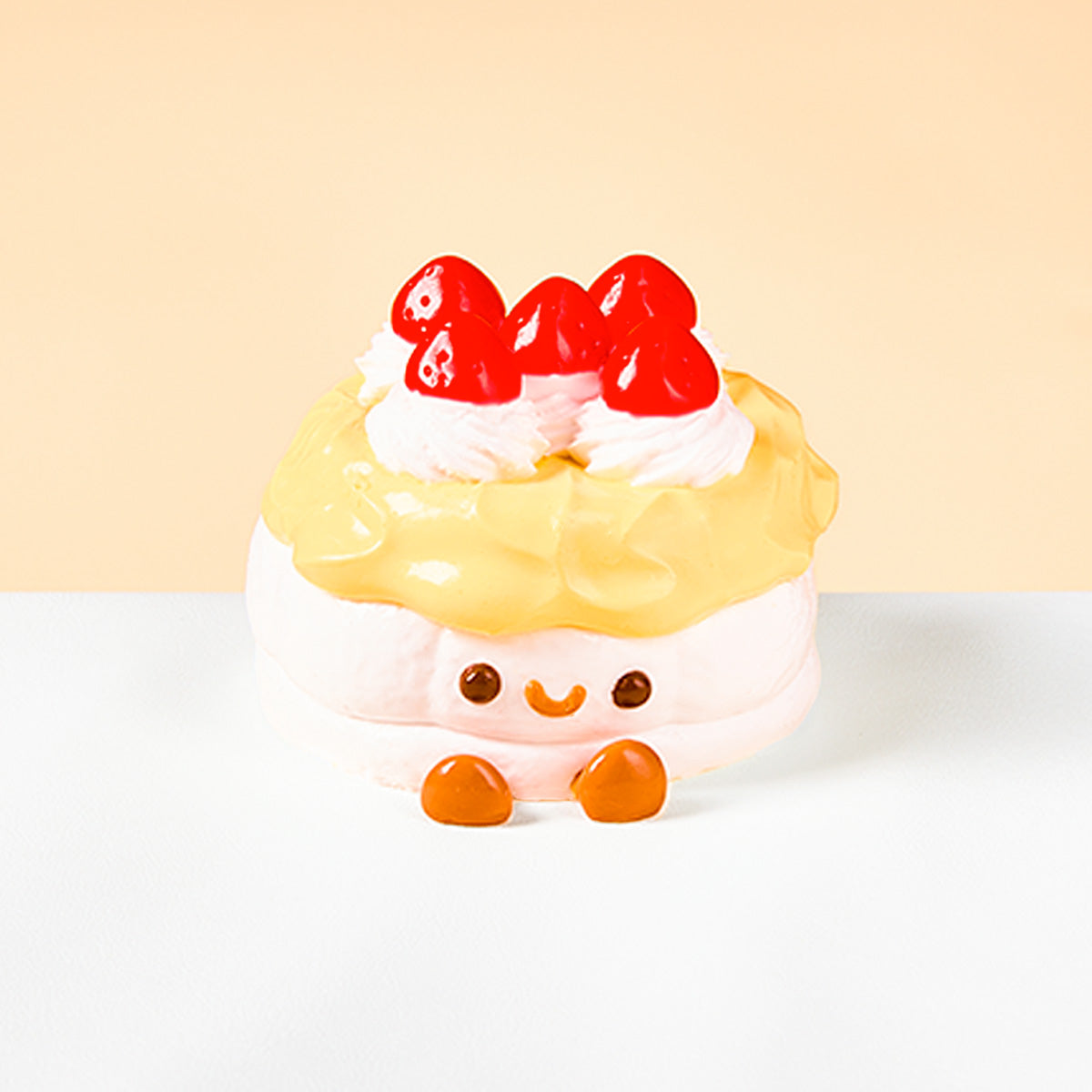 Taba Squishy Yellow Strawberry Tart Cake Squeeze Toy