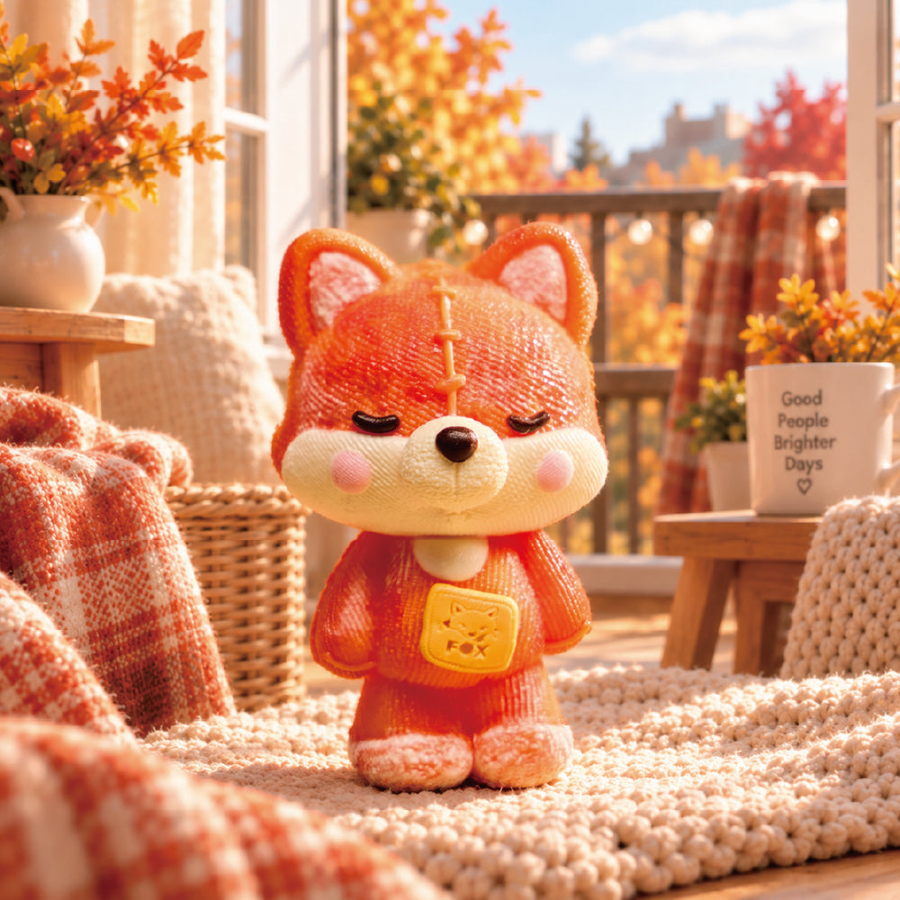 Cozy Knit Pumpkin Fox Taba Squishy