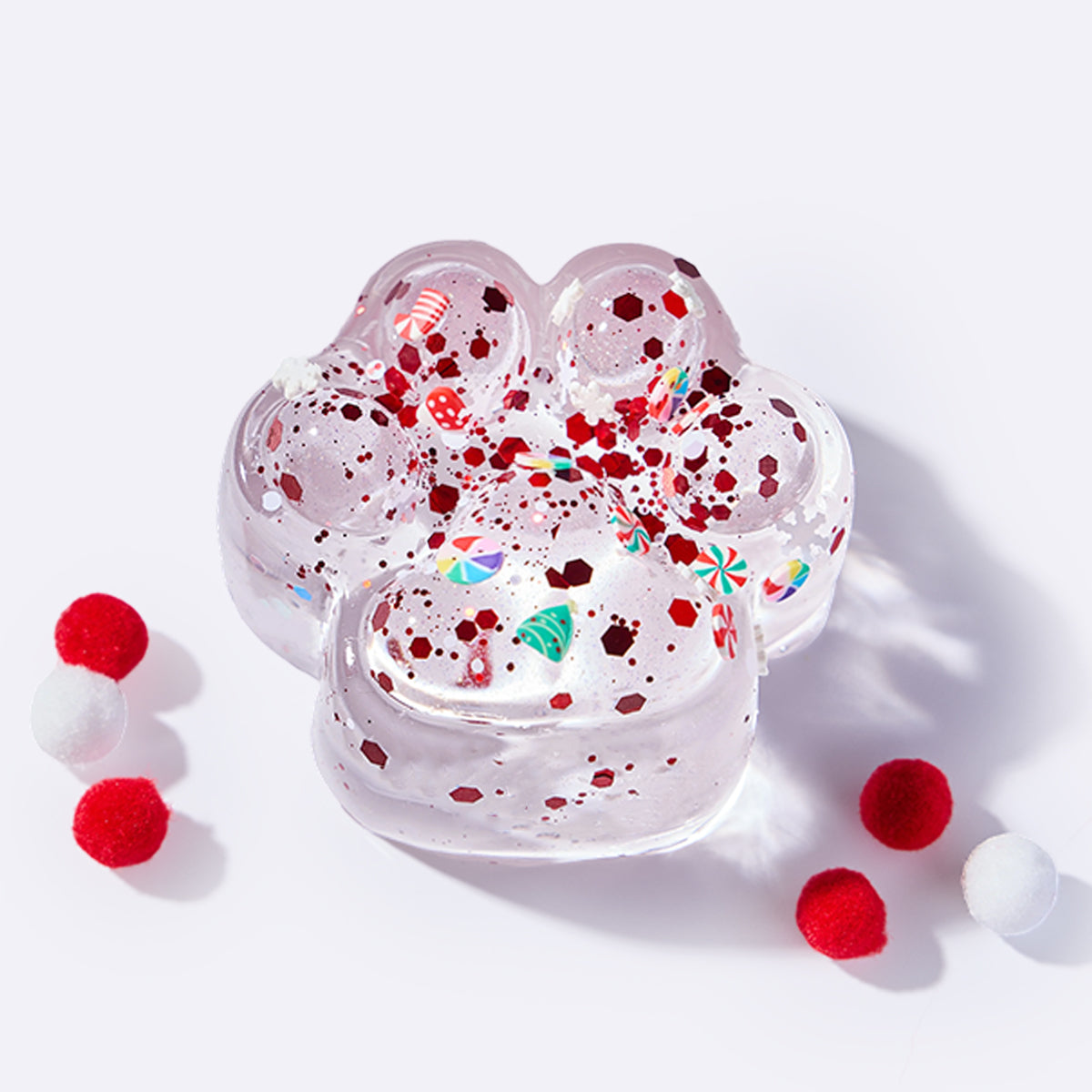 Red Sprinkle Clear Paw Taba Squishy
