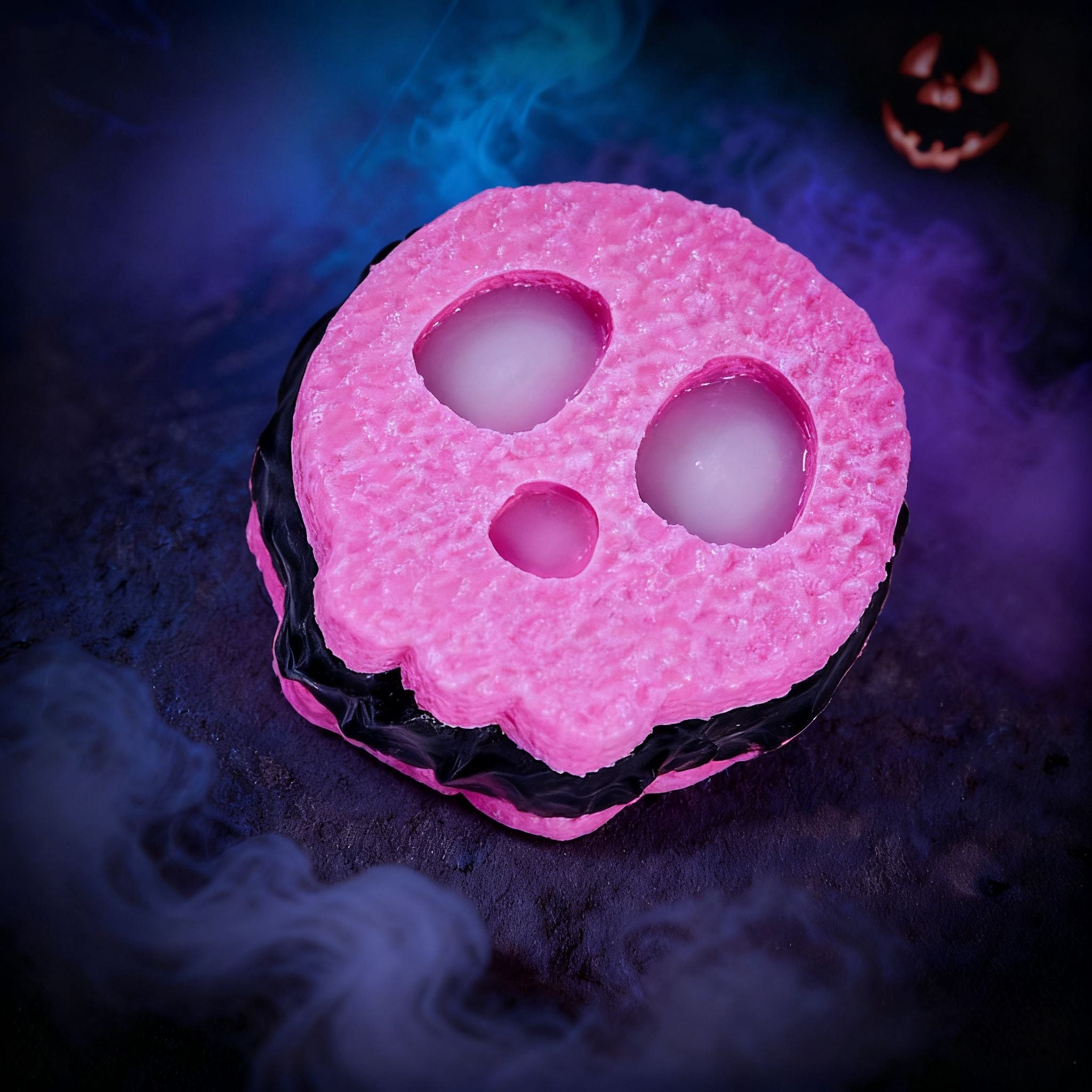 Fuchsia-black Skull Sandwich Cookie Taba Squishy