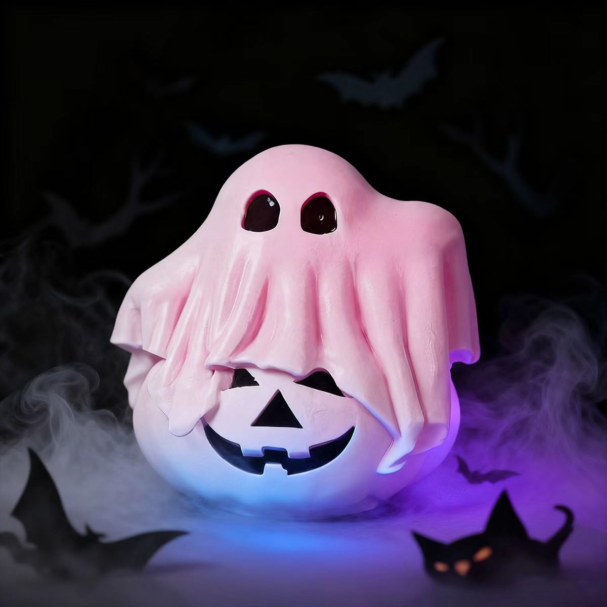 Pink Halloween Ghost on Pumpkin Taba Squishy